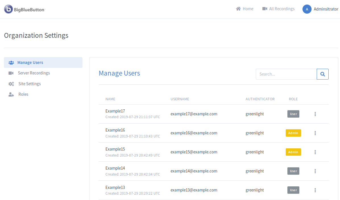 Greenlight administratorpanel