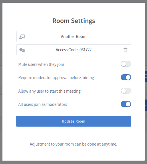 Redigeringsmodus for Greenlight Room Block